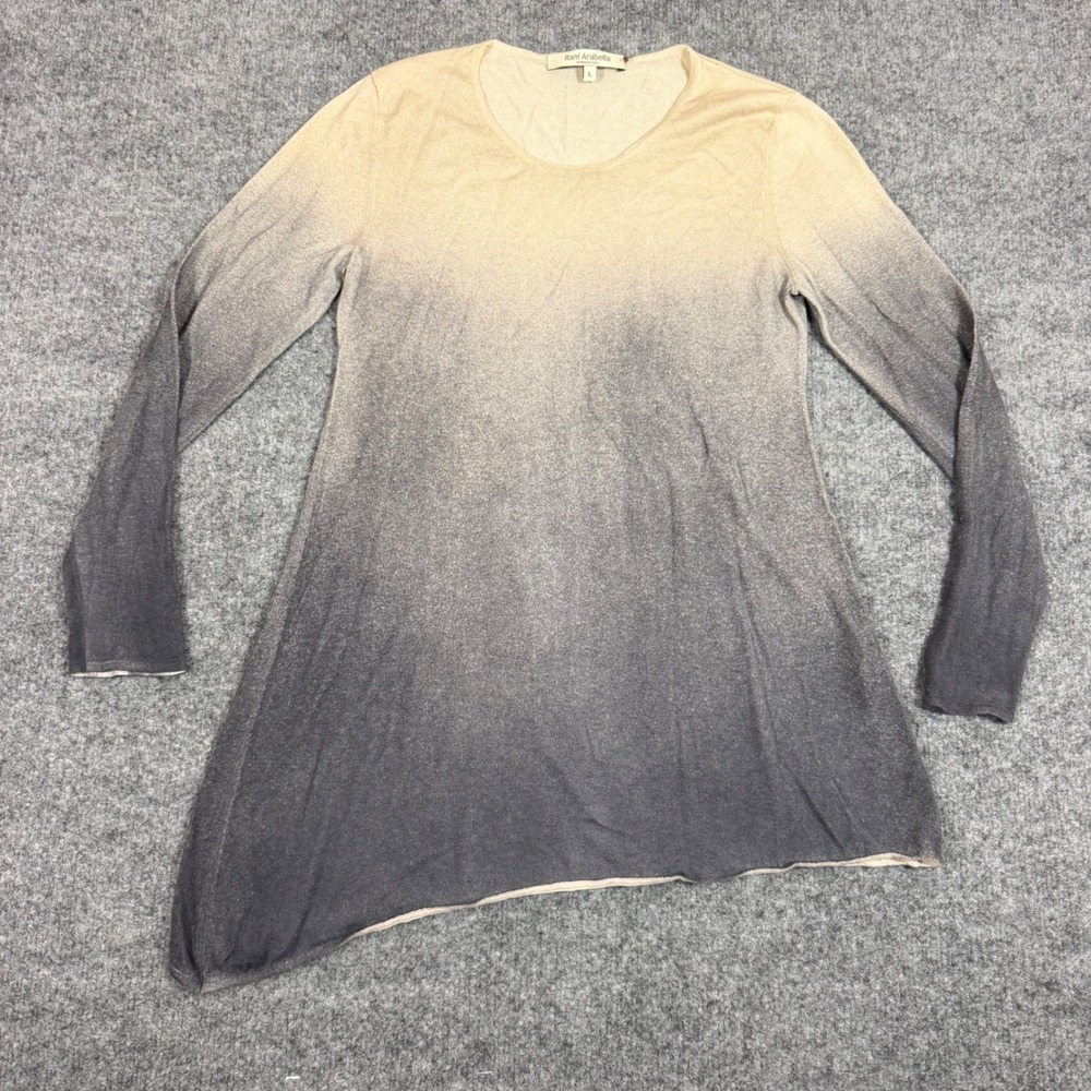 Rani Arabella Sweater Women L Grey Ombre Cashmere Silk Knit Loro Piana Italy EUC